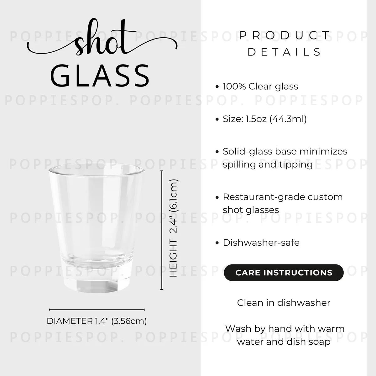 shot glass size chart