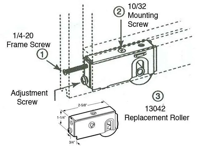 sliding door roller adjustment screw