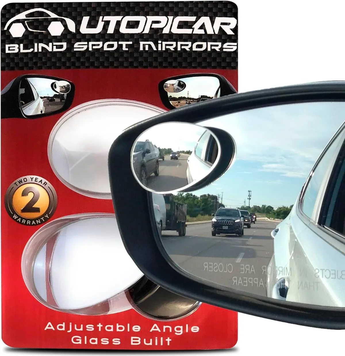 stick-on convex blind spot mirrors on car